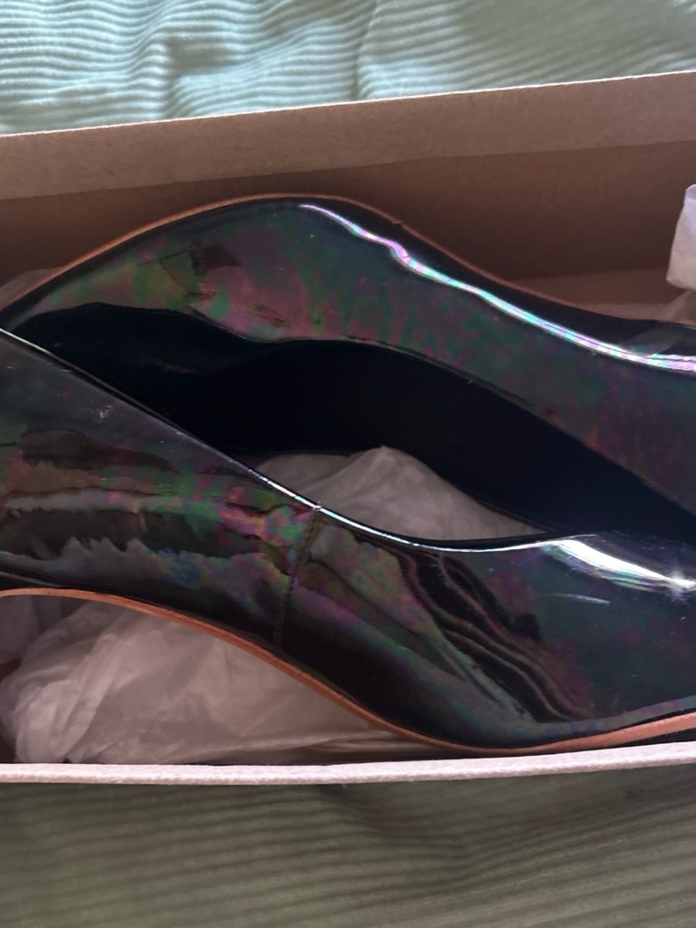 Vintage Clark Women's Iridescent Black Patent heels